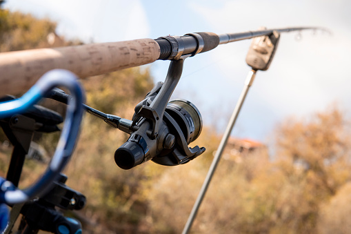 Close up picture of a fishing rod