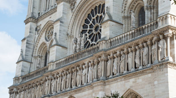 파리의 노트르담 외관 클로즈업 - rose window ile de la cite paris france notre dame 뉴스 사진 이미지