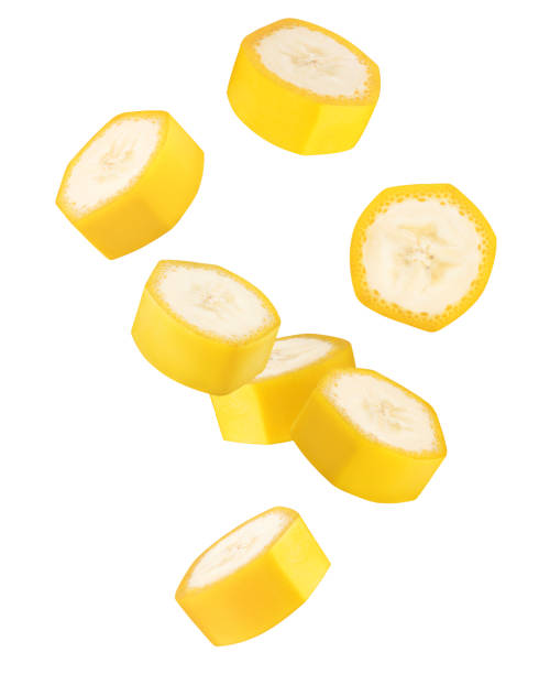istock Falling banana slice isolated on white background, clipping path, full depth of field 1441242155