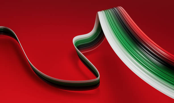 istock United Arab Emirates flag wavy abstract background. 3d illustration. 1441242769