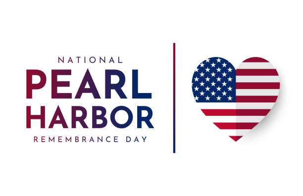 pearl harbor remembrance day card. vector - pearl harbor stock illustrations