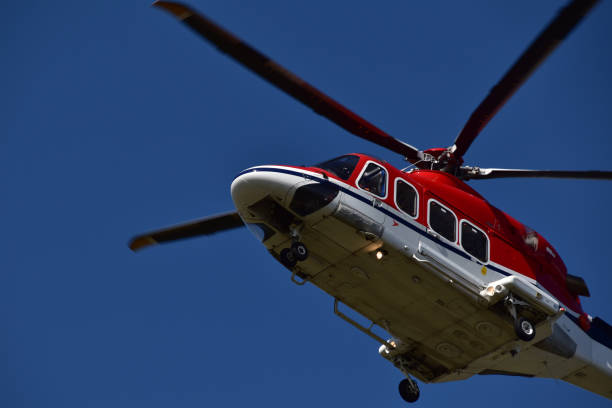 istock Helicopter flies over low to start landing 1441246320