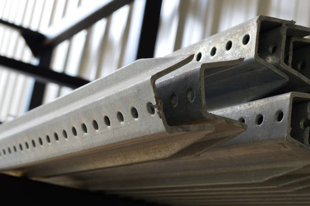 istock U-Channel Steel Posts Stacked on Shelving Closeup 1441255140