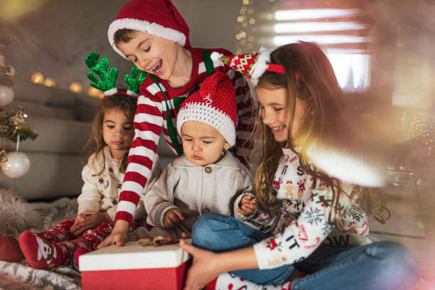 istock Happy children on Christmas Eve 1441264204