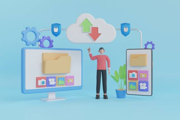 istock Sending Files from Mobile Phone to Laptop 1441269836