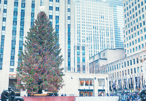 Rockefeller Center Christmas Tree in midtown Manhattan, photographed on December 18, 2021
