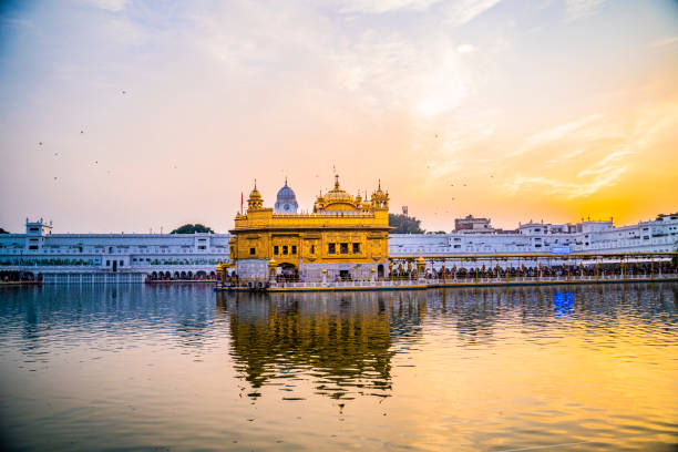 празднование гурупураба в золотом храме амритсар и фейерверк дивали - golden temple стоковые фото и изображения