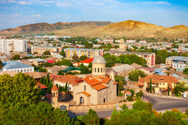istock Gori town aerial panoramic view, Georgia 1441286518
