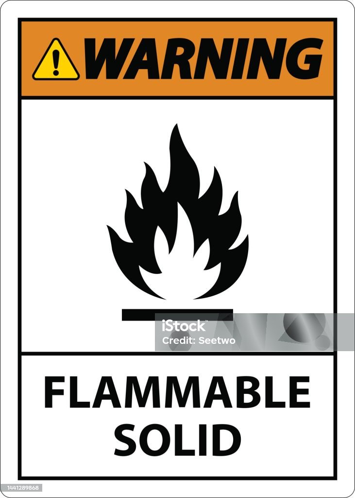 Weather Flammable Sign Warning Hazardous Signs Flammable Solid On White Background Stock ...