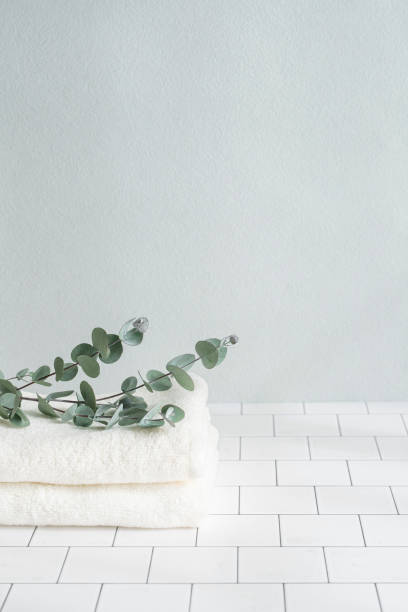istock Beauty background with towel and plant 1441292611