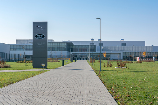 Nitra, Slovakia - September , 2, 2021 : Jaguar Land Rover manufacturing plant in Nitra, Slovakia.