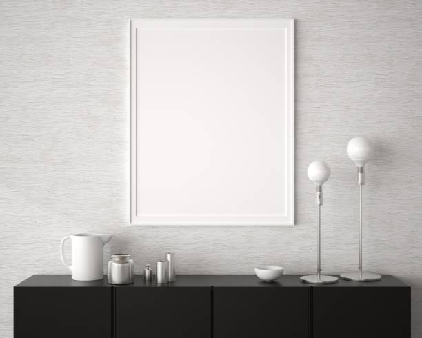 istock 3D Mockup poster in hallway Modern interior minimal style 1441302762