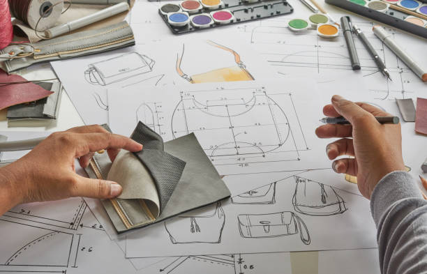 istock Designer stylish sketch Drawn design template pattern made leather clutch bag handbag purse Woman female Fashionable Fashion Luxury Elegant accessory. 1441304420