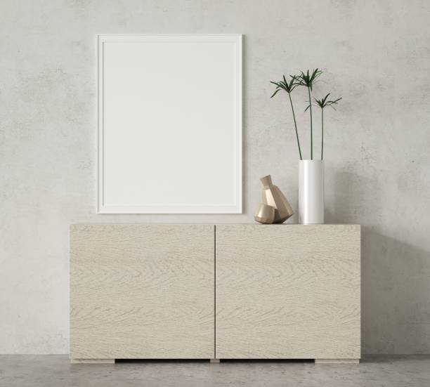 istock 3D Mockup poster in hallway Modern interior minimal style 1441306379