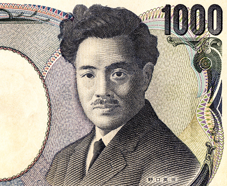 Hideyo Noguchi portrait from Japanese 1000 yen banknote. Yen is the official currency of Japan