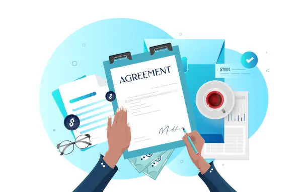 Vector illustration of Sign Contract agreement concept