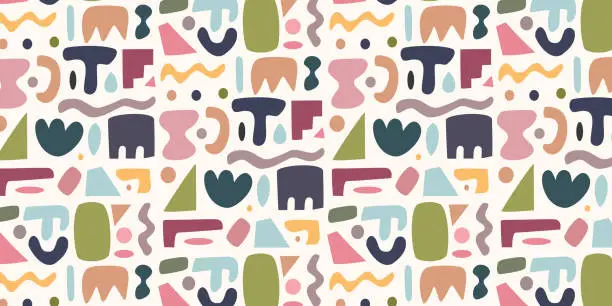 Vector illustration of Abstract shape pattern design. Trendy shape for background in retro naive style. Wallpaper in nature theme