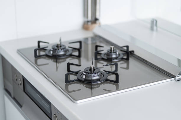 istock Close-up of gas stove in system kitchen 1441309975