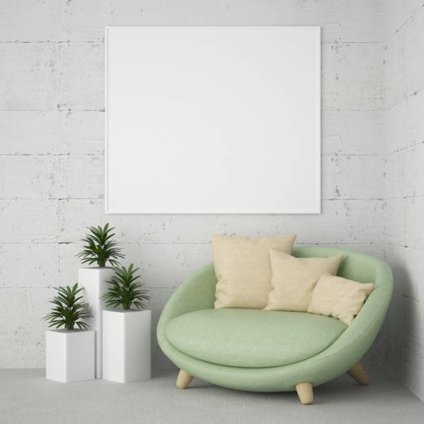 istock 3D design for living room interior with frame mockup 1441315274