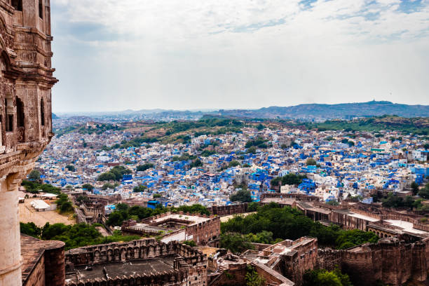 istock blue city view from fort with flat bright sky at morning 1441317627