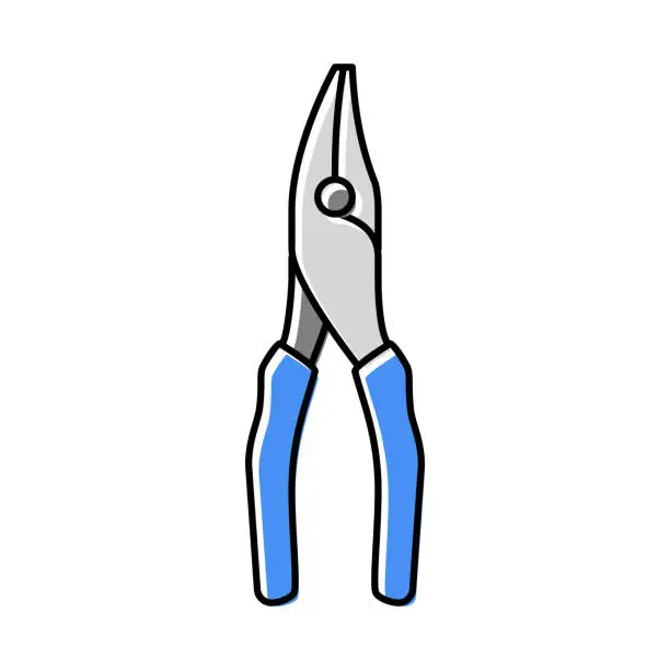 Vector illustration of bent nose pliers color icon vector illustration