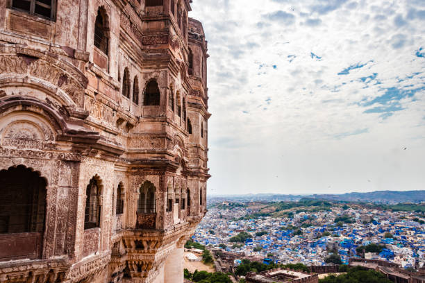 istock ancient fort with blue city view and flat bright sky at morning 1441317675