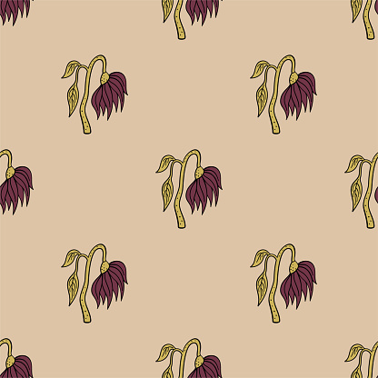 Withered flower vector seamless pattern. Cute repeat background for textile, design, fabric, cover etc.