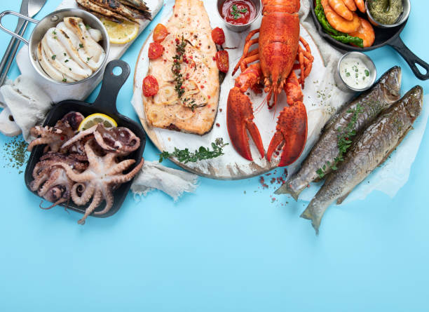 istock Various seafood and fishes dishes 1441323036