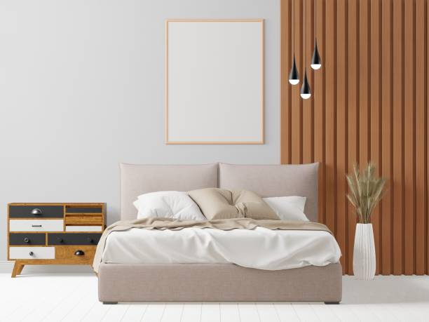 istock 3D interoir design for bedroom and mockup frame 1441323925