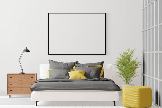istock 3D interoir design for bedroom and mockup frame 1441323958