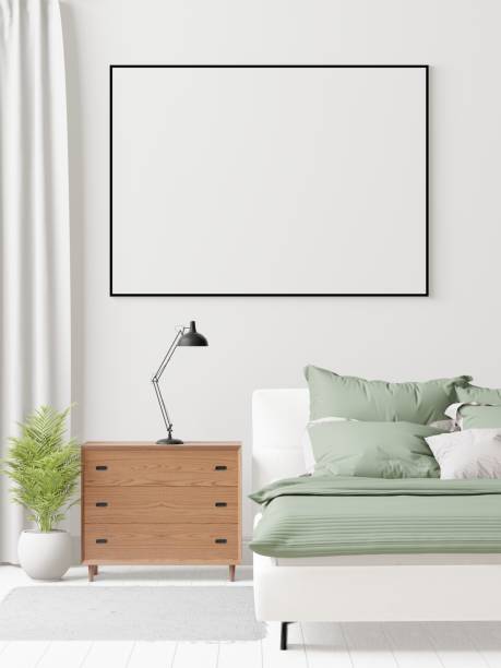 istock 3D interoir design for bedroom and mockup frame 1441323985