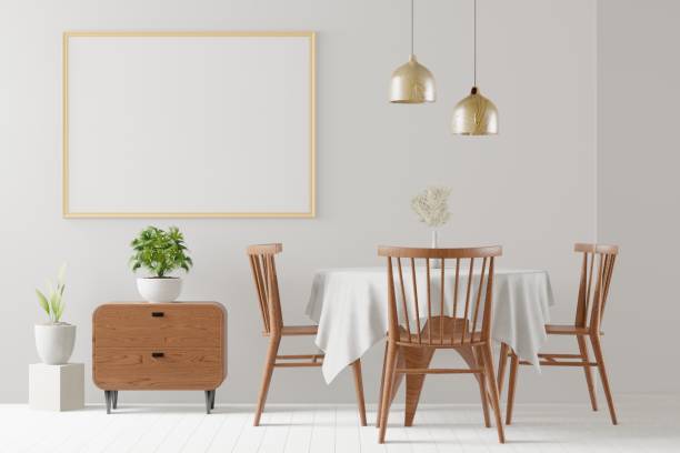 istock 3D interoir design for dinning room and mockup frame 1441324002