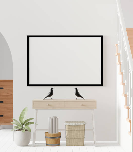 istock 3D interoir design for living room and mockup frame 1441324269