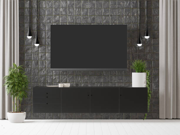 istock 3D interoir design for living room and mockup frame 1441324393