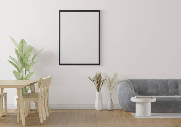 istock 3D interoir design for living room and mockup frame 1441324741
