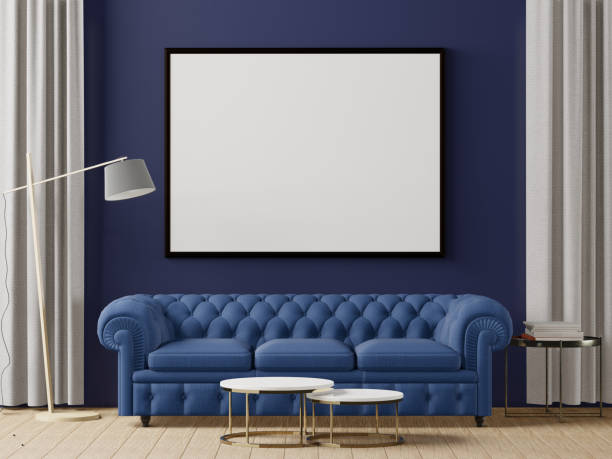 istock 3D interoir design for living room and mockup frame 1441324747