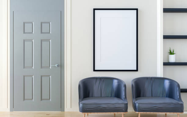 istock 3D interoir design for living room and mockup frame 1441325837