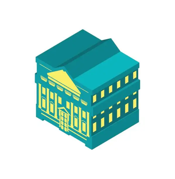 Vector illustration of Manor building isometric style sign. Vector illustration