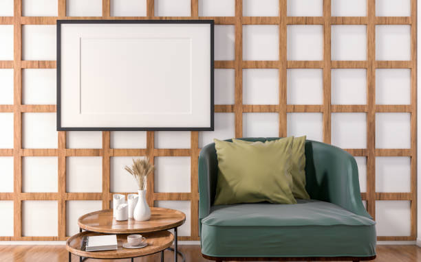 istock 3D interoir design for living room and mockup frame 1441326965