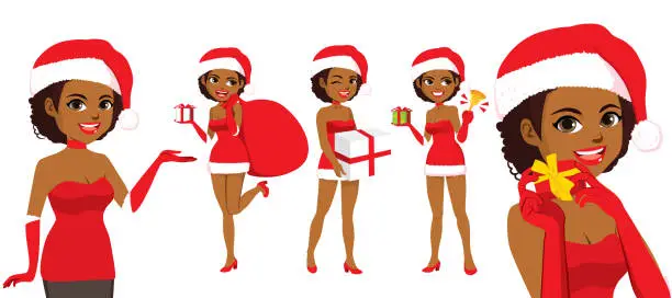 Vector illustration of Santa Claus Costume Character Woman