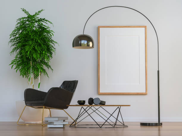 istock 3D interoir design for living room and mockup frame 1441327469