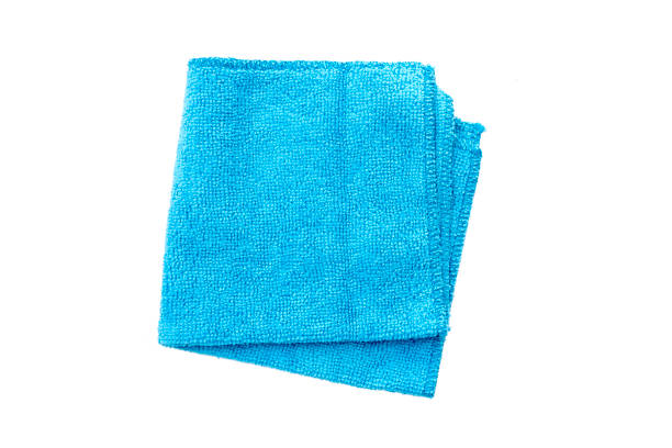 istock Folded blue rag for housework with soft texture isolated on white, top view 1441329424
