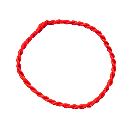 Thin round string or rope isolated on white, top view, clipping path