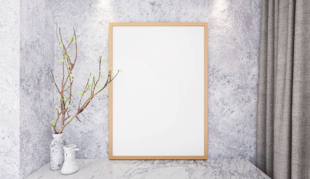 istock 3D interoir design for living room and mockup frame 1441329741