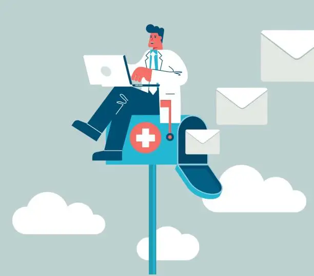 Vector illustration of email and doctor