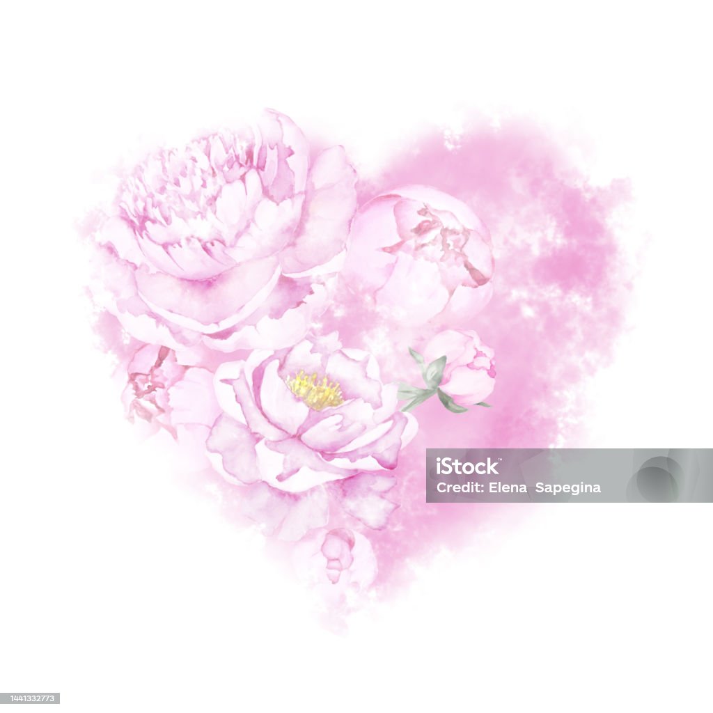 Hình Trái Tim Đẹp Làm Bằng Hoa Mẫu Đơn Màu Hồng Và Sương Mù Màu ...