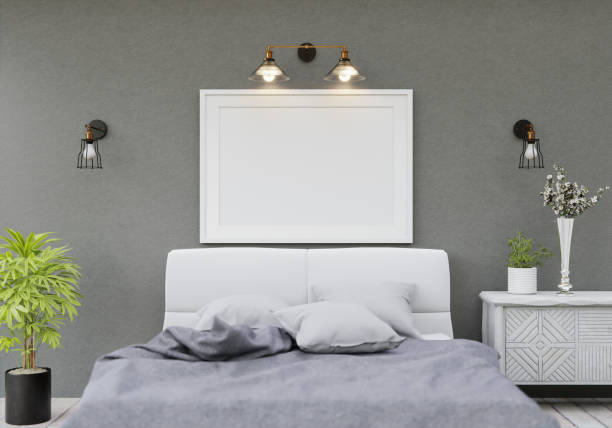 istock 3D interoir design for bedroom and mockup frame 1441332824