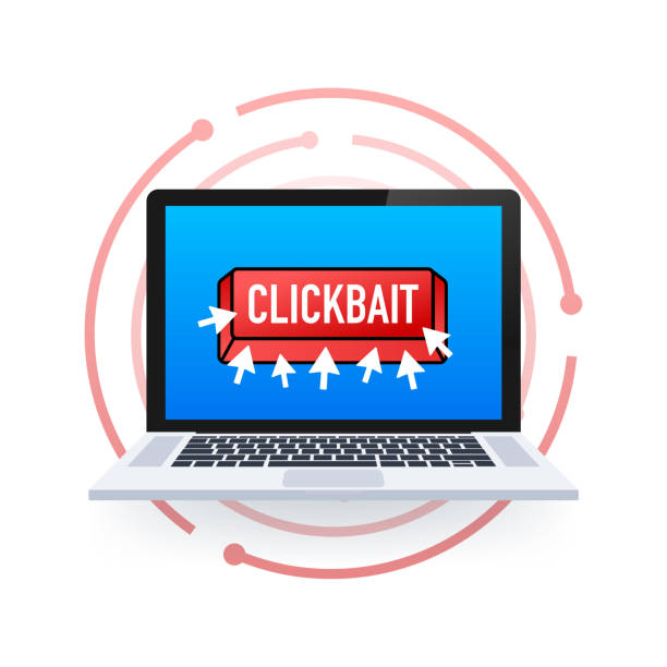 clickbait roter knopf. klicken sie mit der hand auf das symbolsymbol. cursorpfeile, drucktaste. vektor-stock-illustration. - push button keypad symbol technology stock-grafiken, -clipart, -cartoons und -symbole