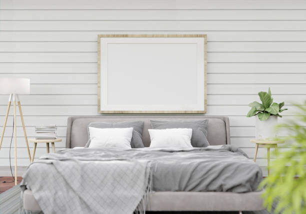 istock 3D interoir design for bedroom and mockup frame 1441333464