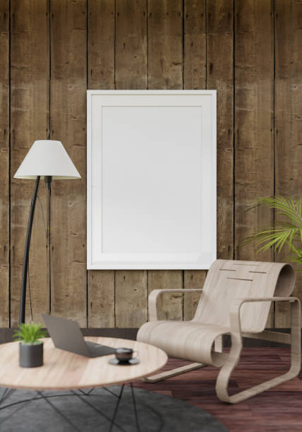 istock 3D interoir design for living room and mockup frame 1441333474